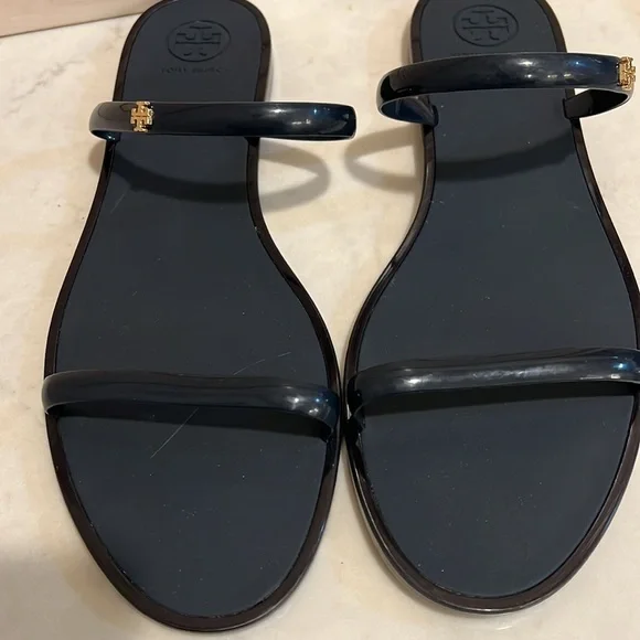 Tory Burch Women’s Navy Slip On Two Strap Jelly Slide Size 11 - Picture 8 of 9